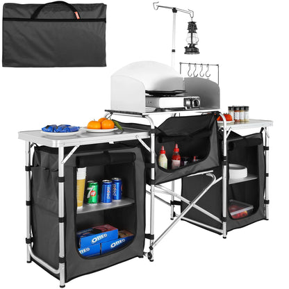 Outdoor Kitchen Table Cabinet Foldable Storage Rack