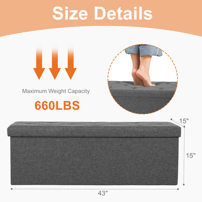Folding Storage Ottoman Hidden Storage Footstool Bench
