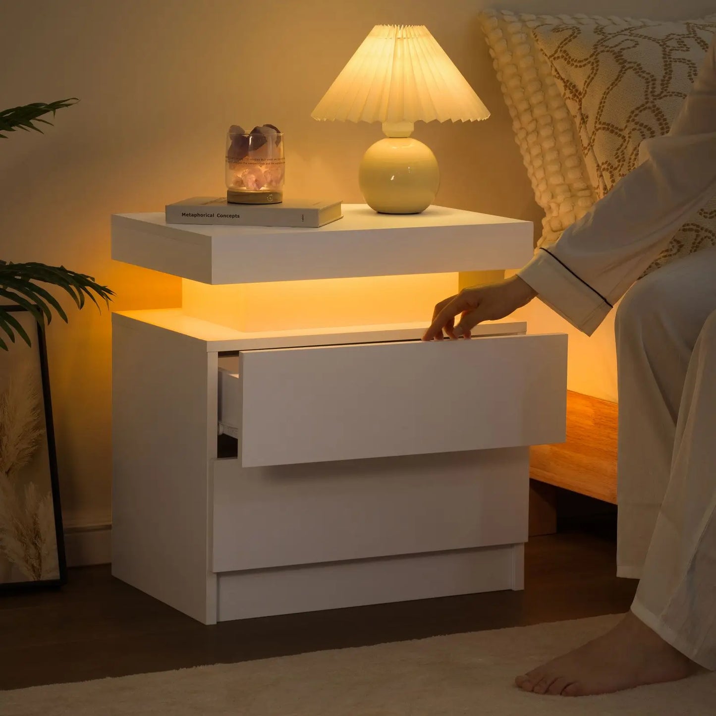 EndTable with LED Lights for Bedroom/Living Room