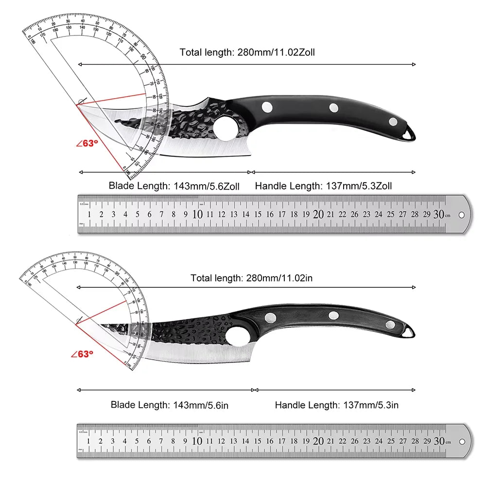 ZENG Stainless Steel Hand Forged Knife Cleaver Chef Cooking Cutter Fruit Slicing Meat Cutting Knife Cover