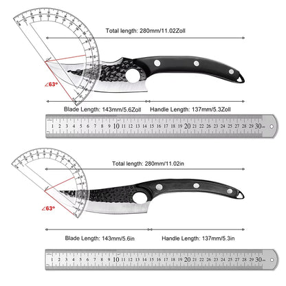 ZENG Stainless Steel Hand Forged Knife Cleaver Chef Cooking Cutter Fruit Slicing Meat Cutting Knife Cover