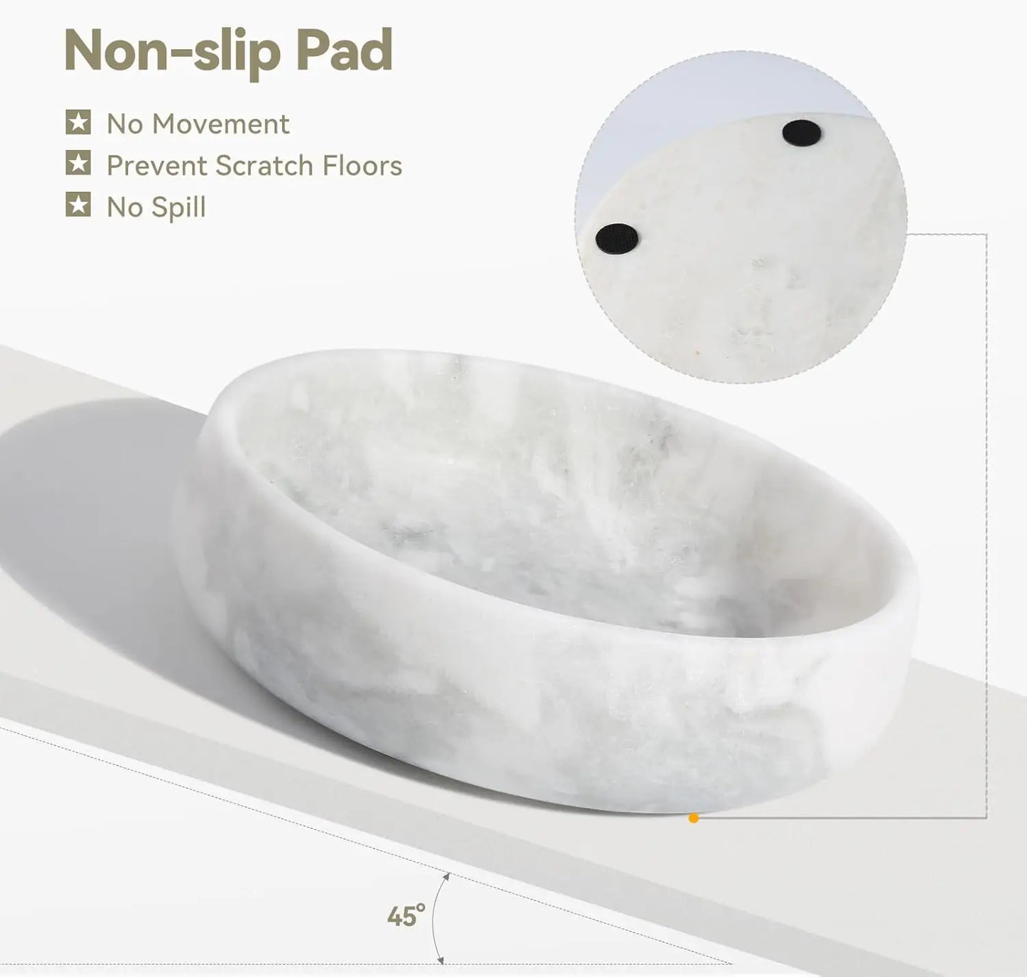 Heavy Duty Large Non-Slip Marble Dog Bowl