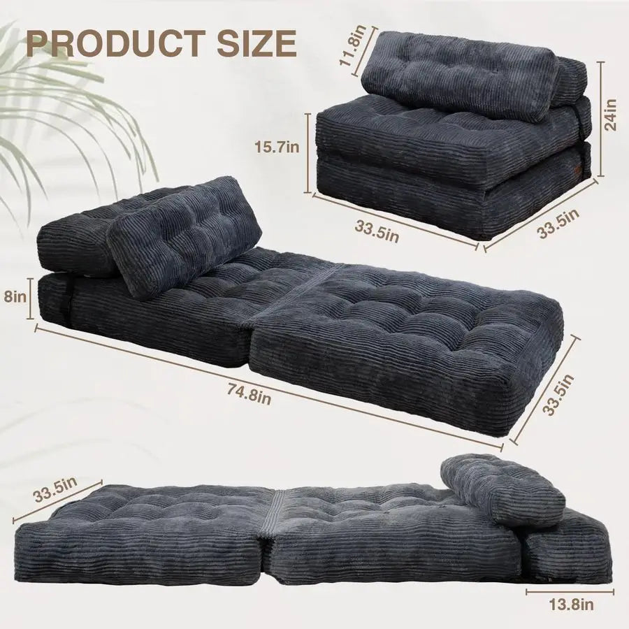 Convertible Sofa Bed with HighDensity Support Foam
