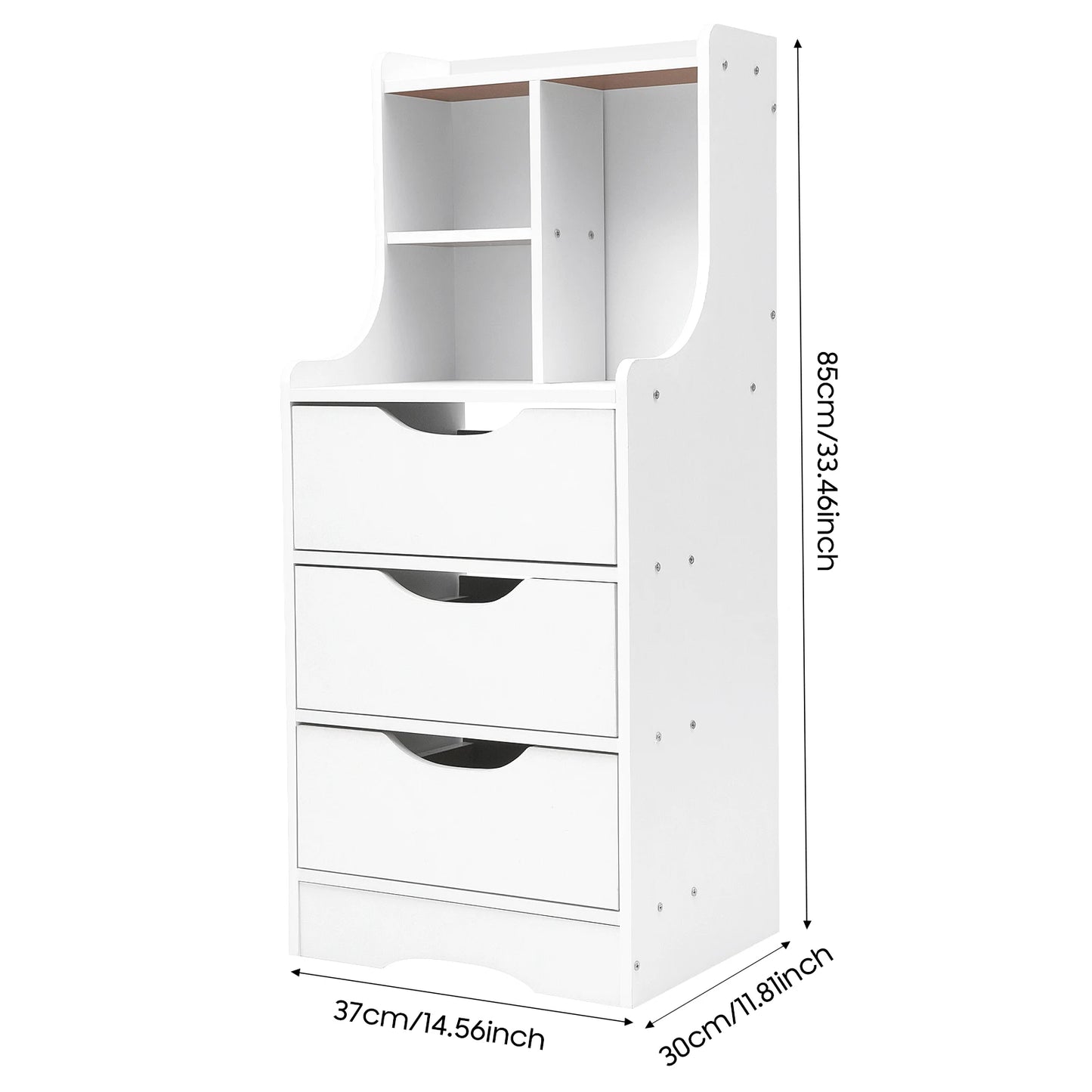 White Nightstands Bedside Table with 3 Drawers