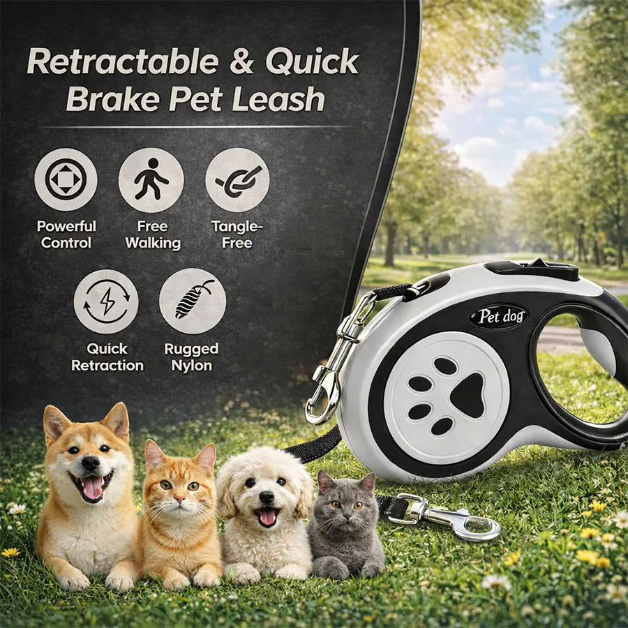 Retractable Dog Leash with 360° Tangle-Free Design