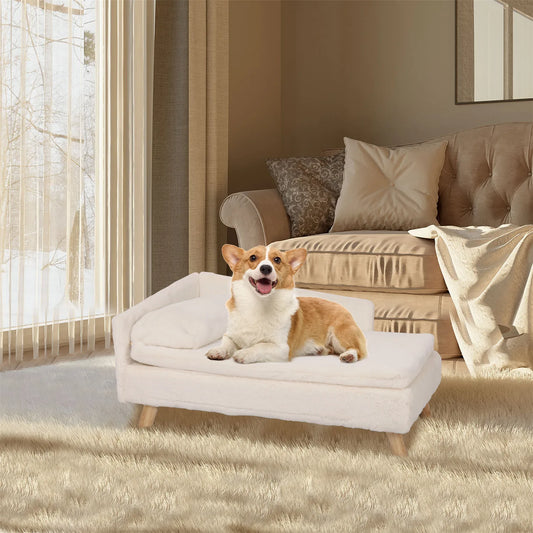 Waterproof Pet Sofa Bed with Wood Legs