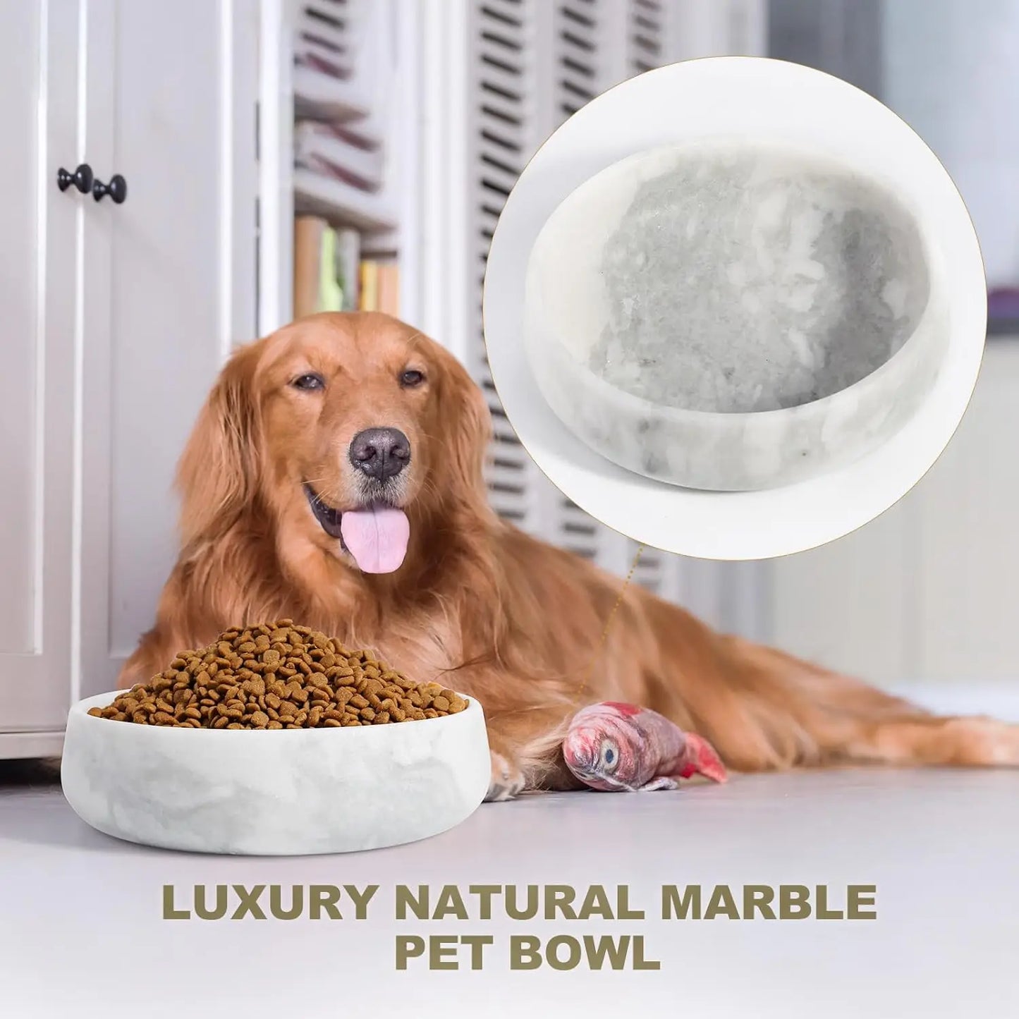 Heavy Duty Large Non-Slip Marble Dog Bowl