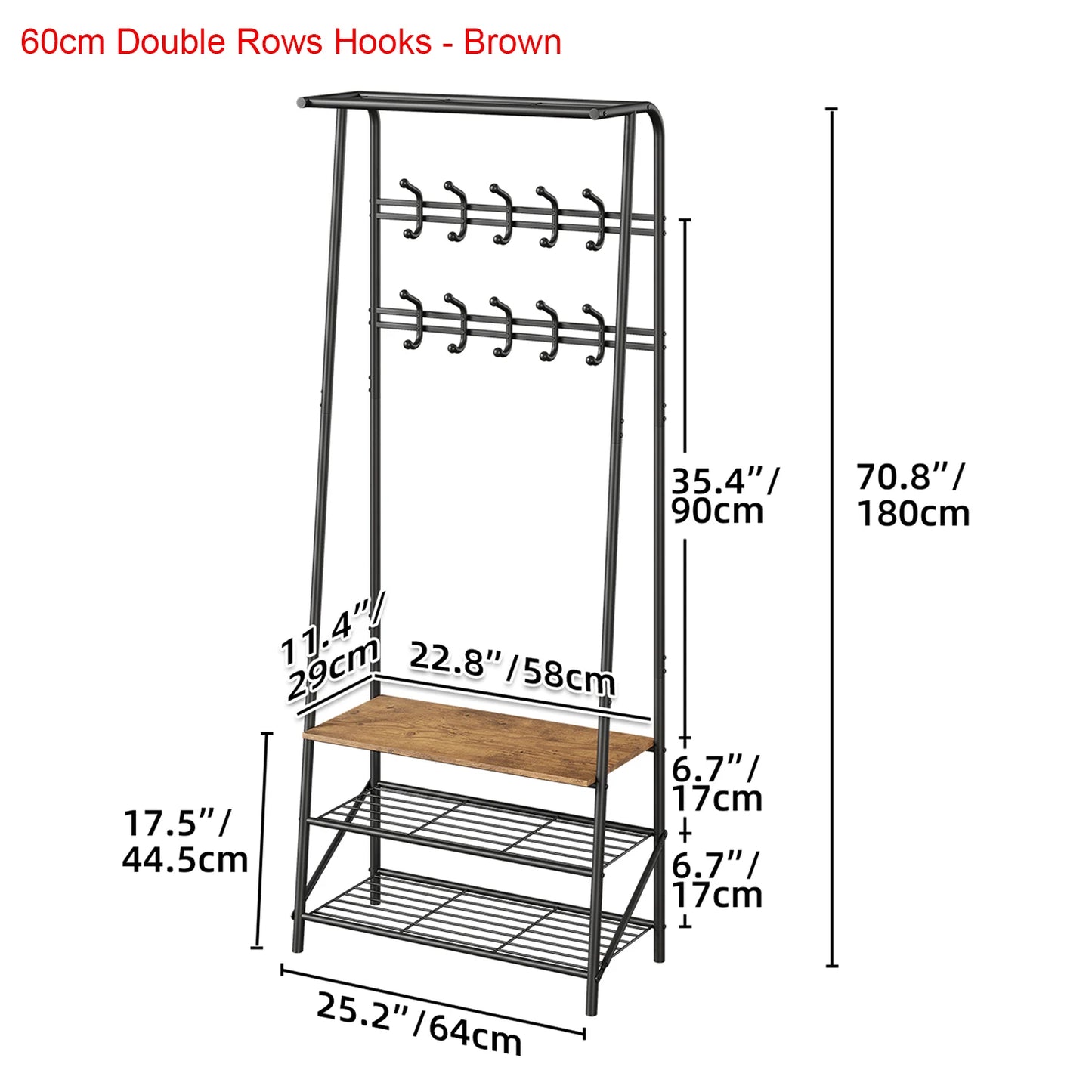 Entryway Bench with Coat and Shoe Rack