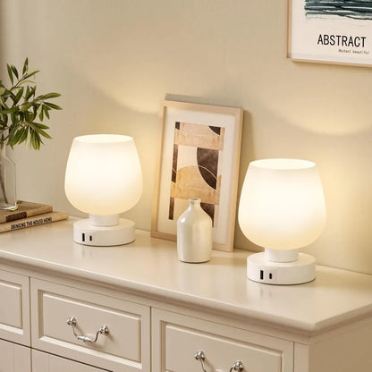 2 Touch Table Lamps with USB C+A Charging Ports