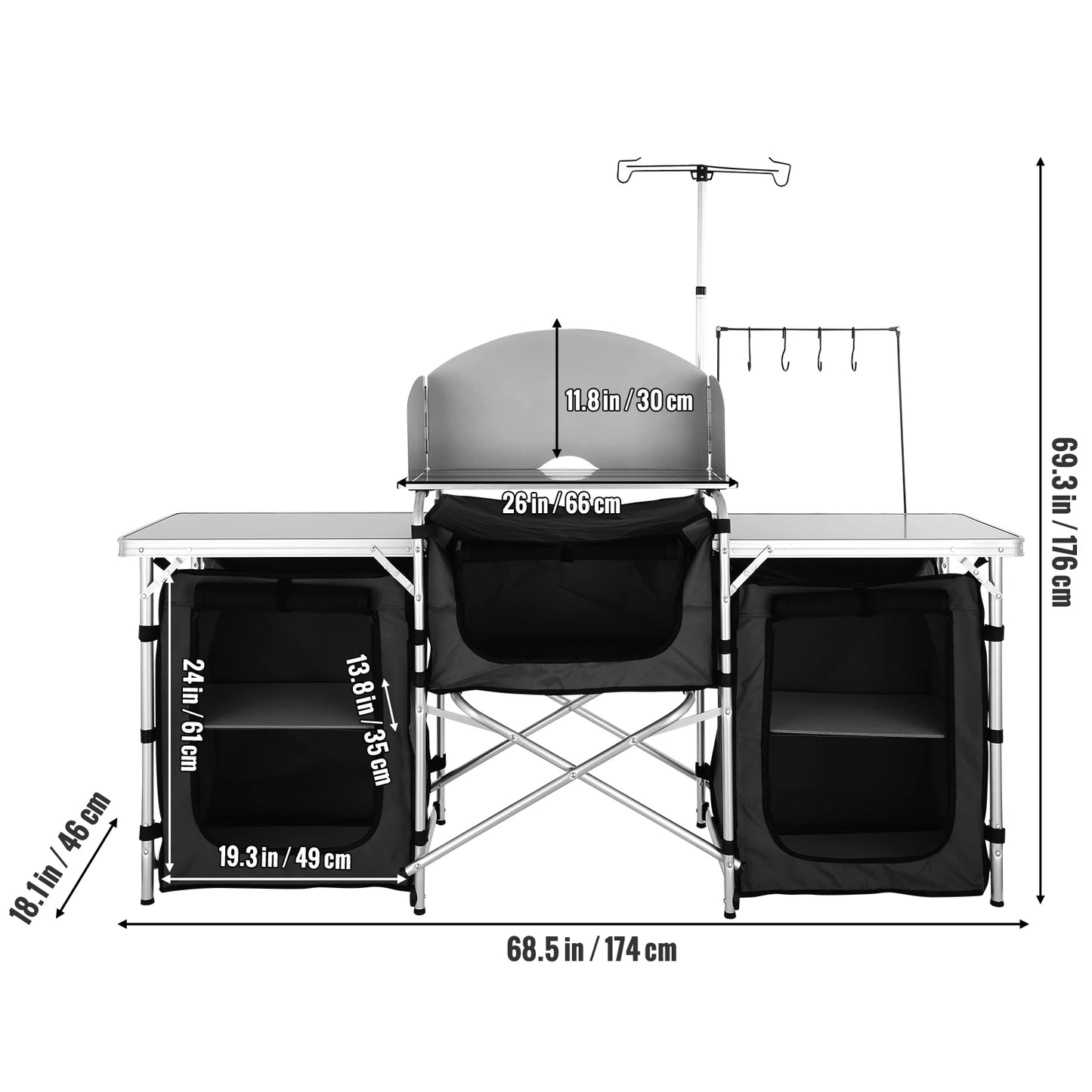 Outdoor Kitchen Table Cabinet Foldable Storage Rack