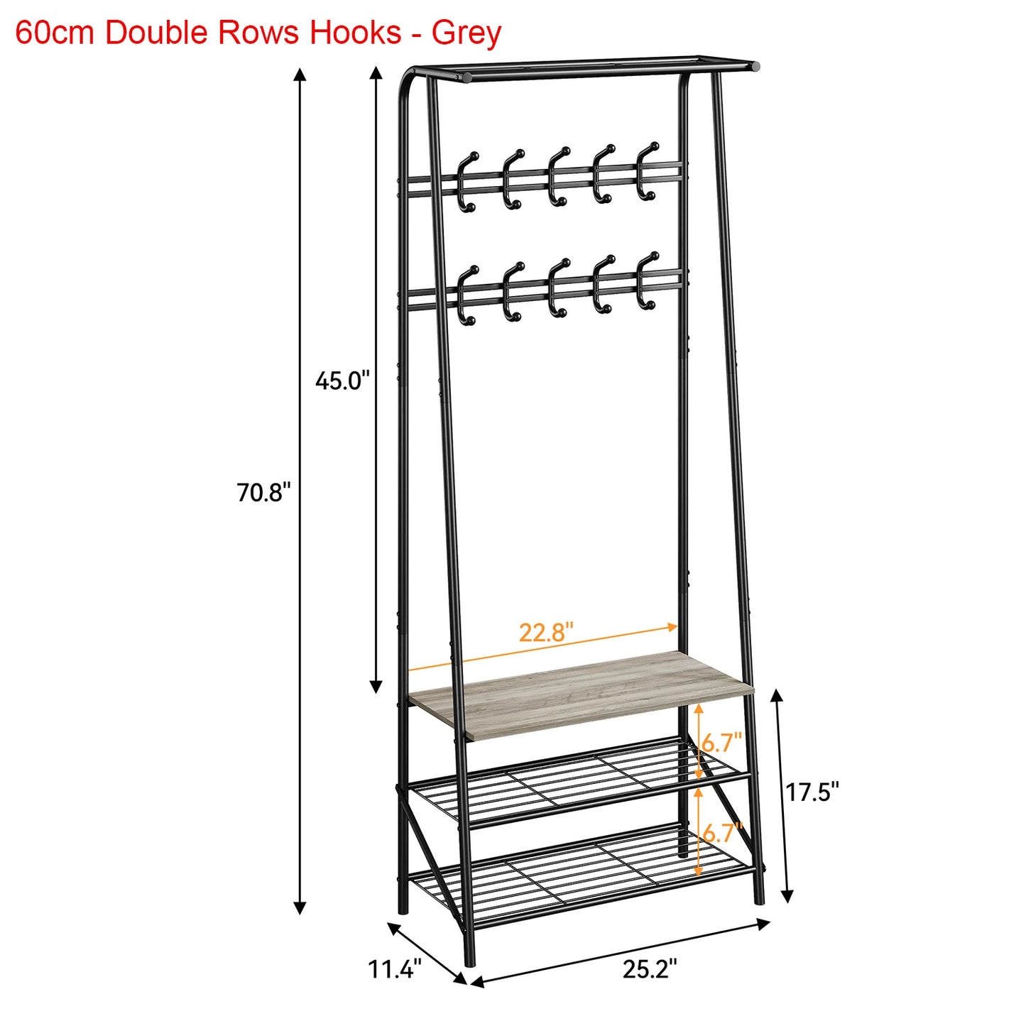 Entryway Bench with Coat and Shoe Rack