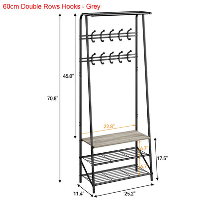 Entryway Bench with Coat and Shoe Rack