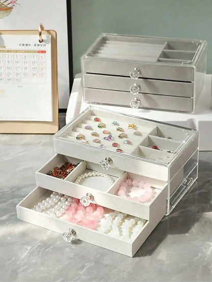 5-Layer Acrylic Velvet Jewelry Box Women's gift