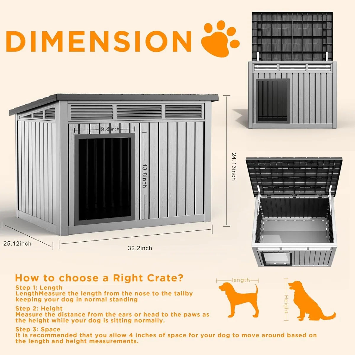 Waterproof Dog House for Small/Medium Dogs
