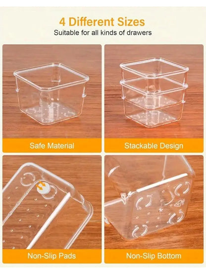 Multifunctional Clear Plastic Drawer Organizer Storage Set