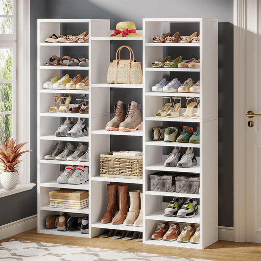 14-Tier Freestanding Tall Shoe Rack and Storage Cabinet