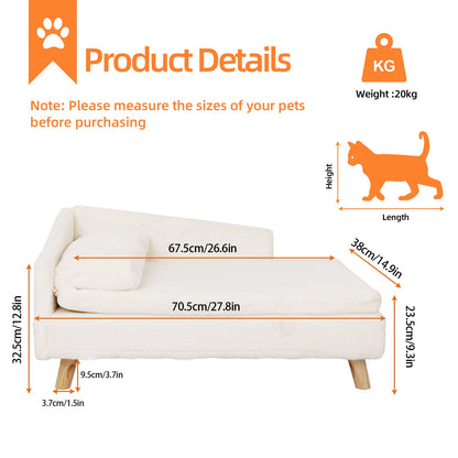 Waterproof Pet Sofa Bed with Wood Legs