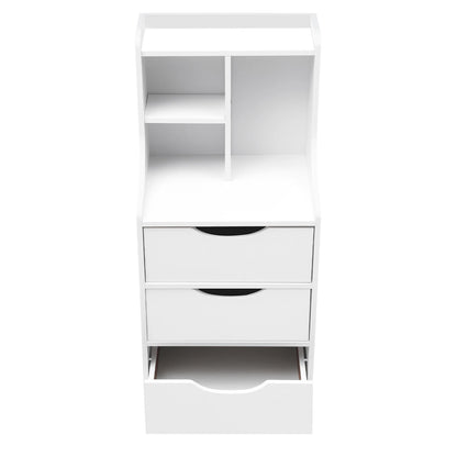 White Nightstands Bedside Table with 3 Drawers