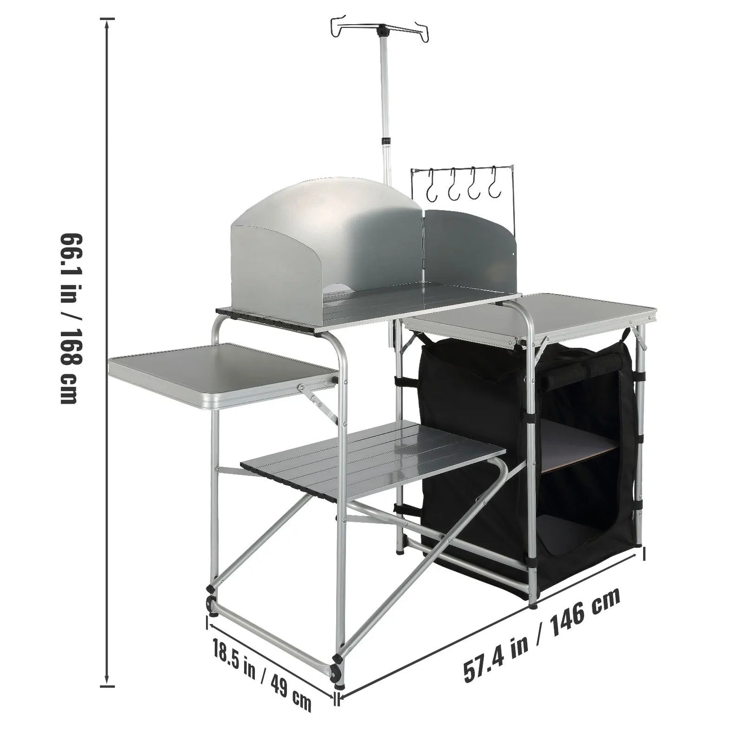 Outdoor Kitchen Table Cabinet Foldable Storage Rack